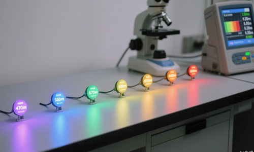 Visible light wavelength range of LED diode infographic