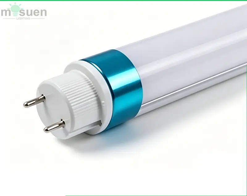 Commercial office illuminated by 200lm/W T8 LED tubes, showing superior light distribution