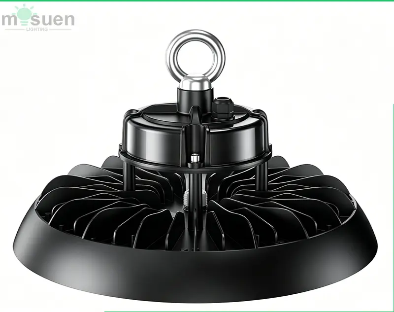 Close-up of switchable beam angle feature on a 200w 210lm/W LED high bay light